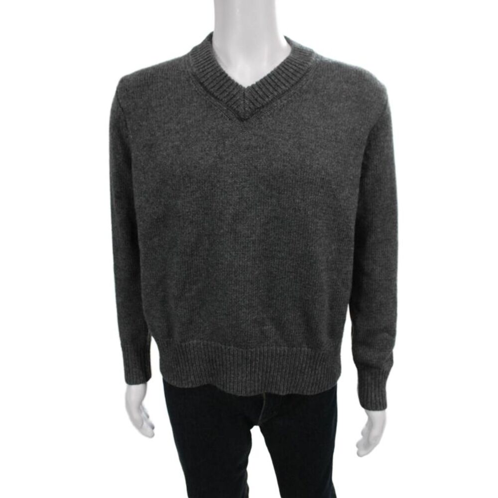 Zara Mens Pullover V-Neck Gray Sweater Long Sleeve Size S
